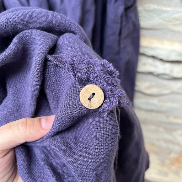 Not perfect linen Eggplant Perth collared buttoned flare dress - Picture 9 of 9